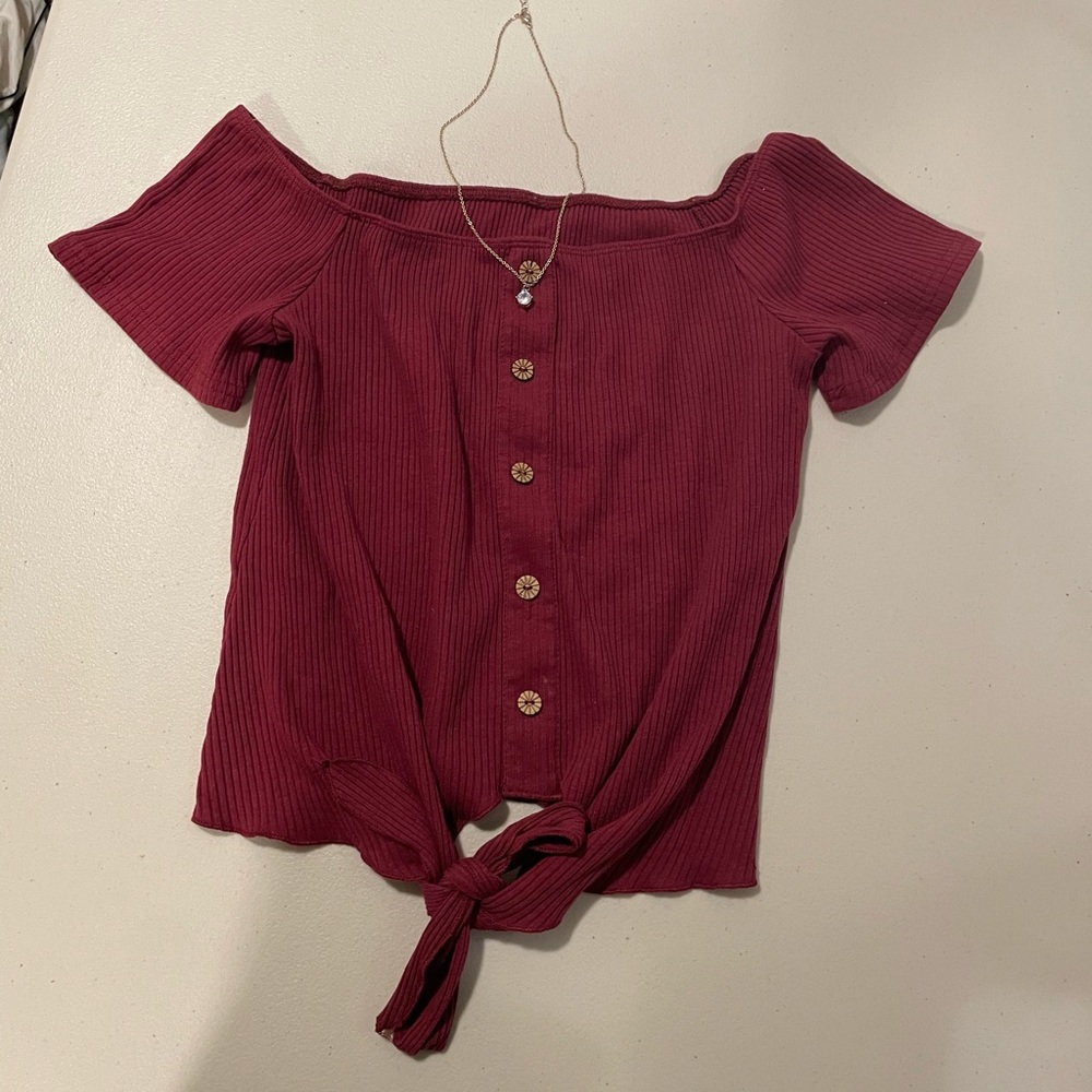 off the shoulder button up
